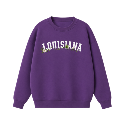 Collection 10 Louisiana Essential Heavyweight Crewneck Sweatshirt - Purple front