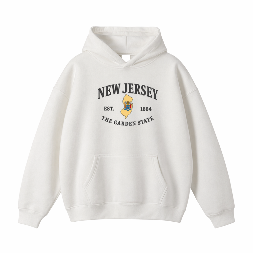 Collection 8 New Jersey Oversize Fleeced Hoodie - White front