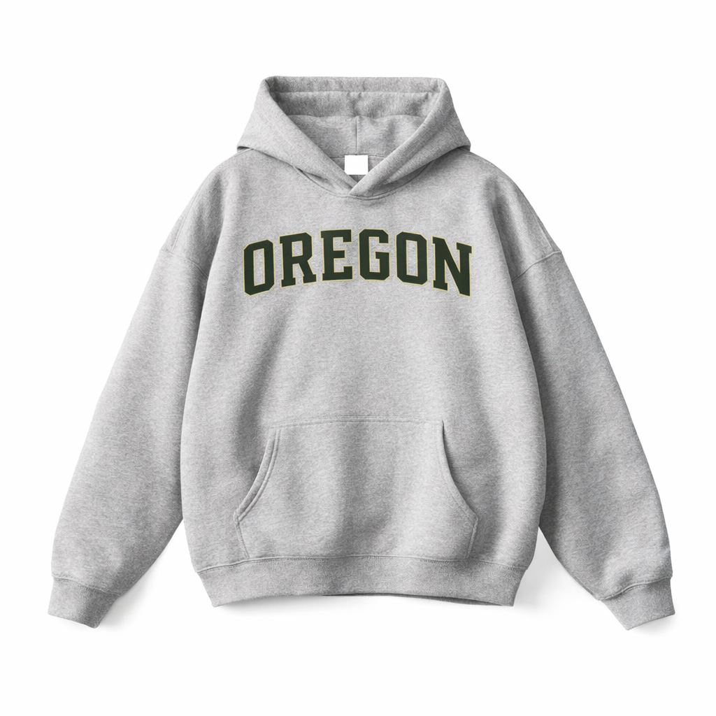 Collection 1 Oregon Oversize Fleeced Hoodie - Flower Gray front