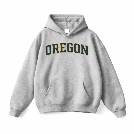 Collection 1 Oregon Oversize Fleeced Hoodie - Flower Gray front