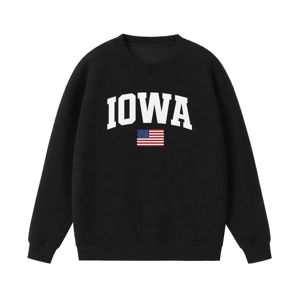 Collection 2 Iowa Essential Heavyweight Crewneck Sweatshirt - Black front