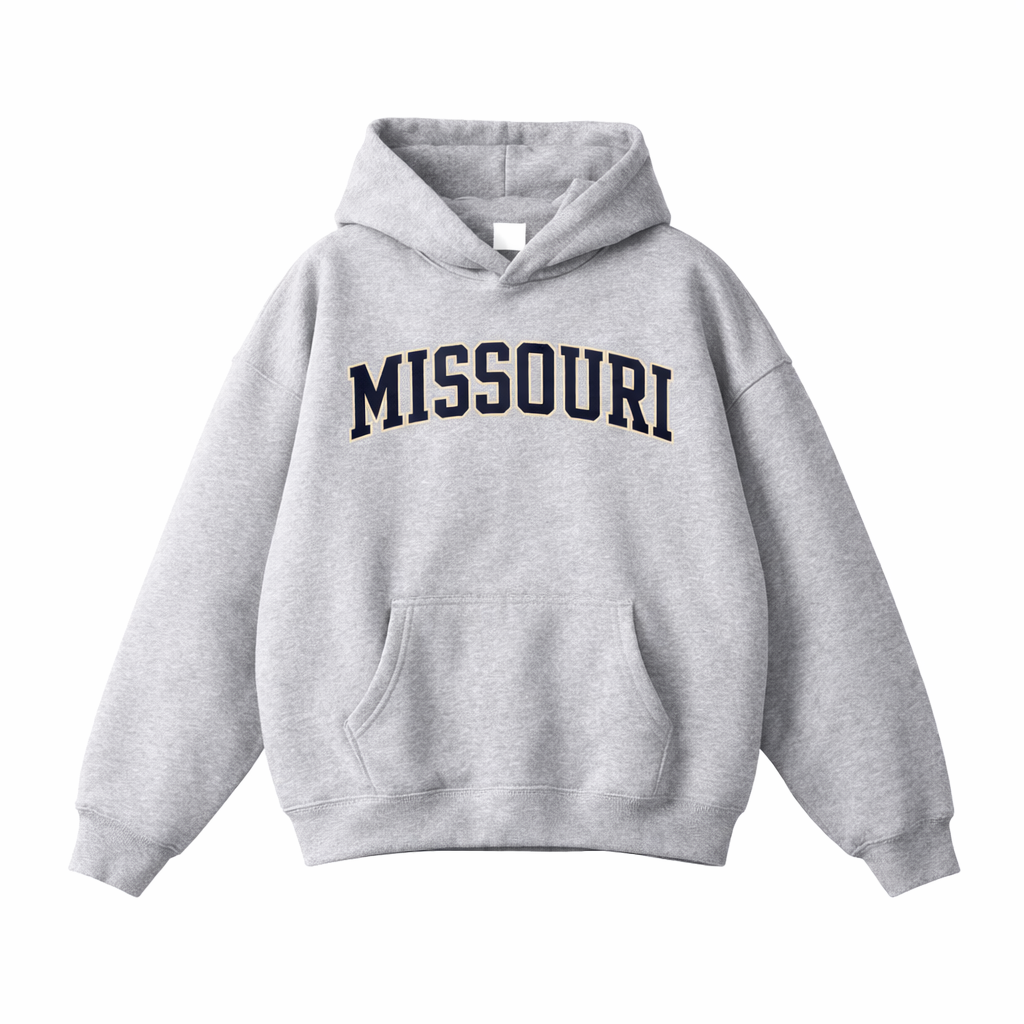 Collection 1 Missouri Oversize Fleeced Hoodie - Flower Gray front