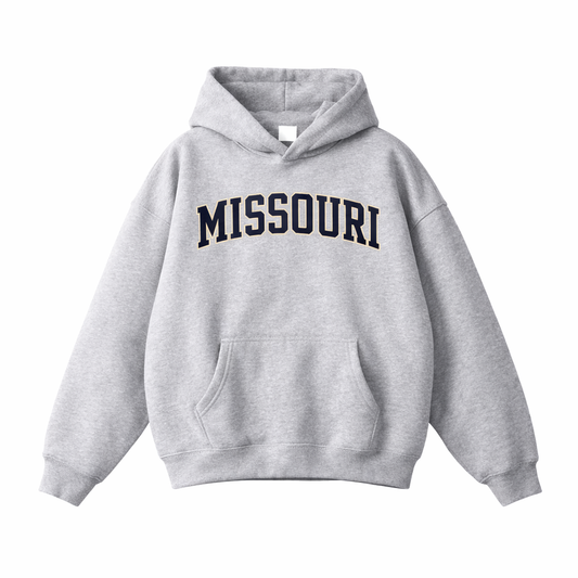 Collection 1 Missouri Oversize Fleeced Hoodie - Flower Gray front