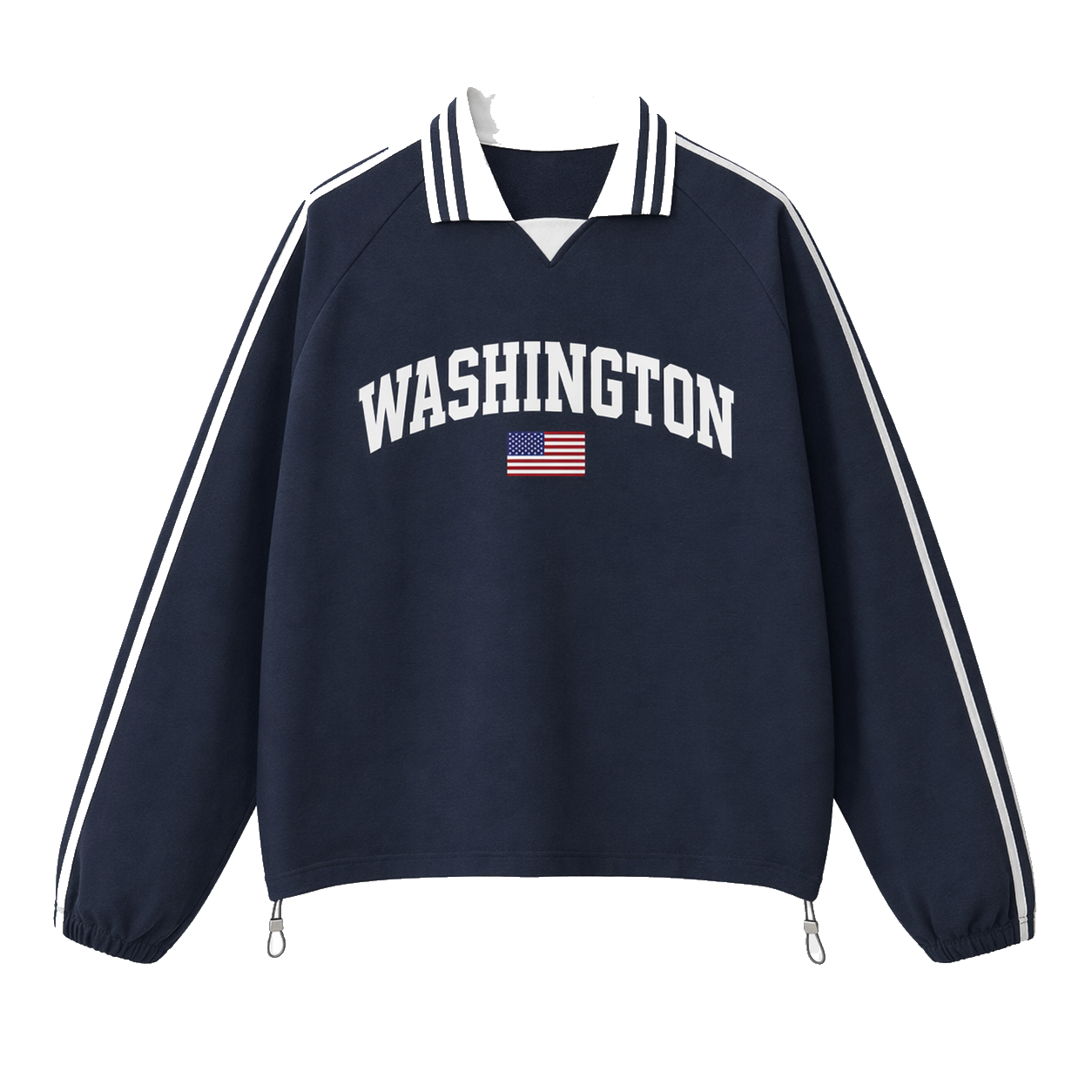 Collection 2 Washington Contrast Striped Lapel Collar Sweatshirt - Royal Blue front