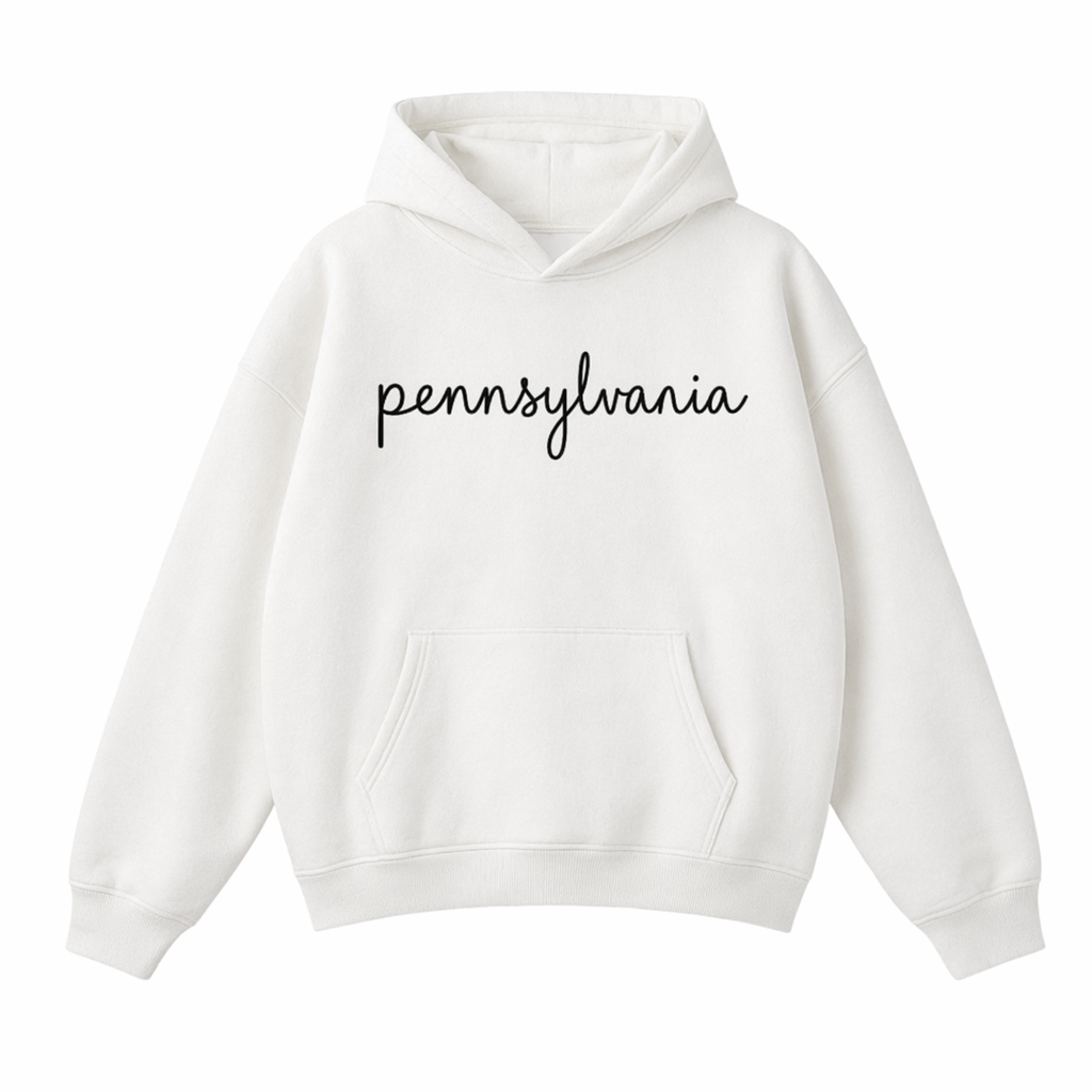Collection 3 Pennsylvania Oversize Fleeced Hoodie - White front