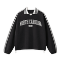 Collection 4 North Carolina Contrast Striped Lapel Collar Sweatshirt - Black front