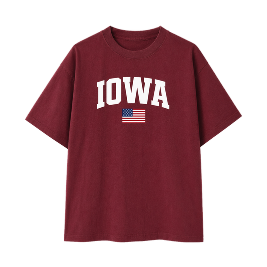 Collection 2 Iowa Essential Cotton T-Shirt - Wine Gray front
