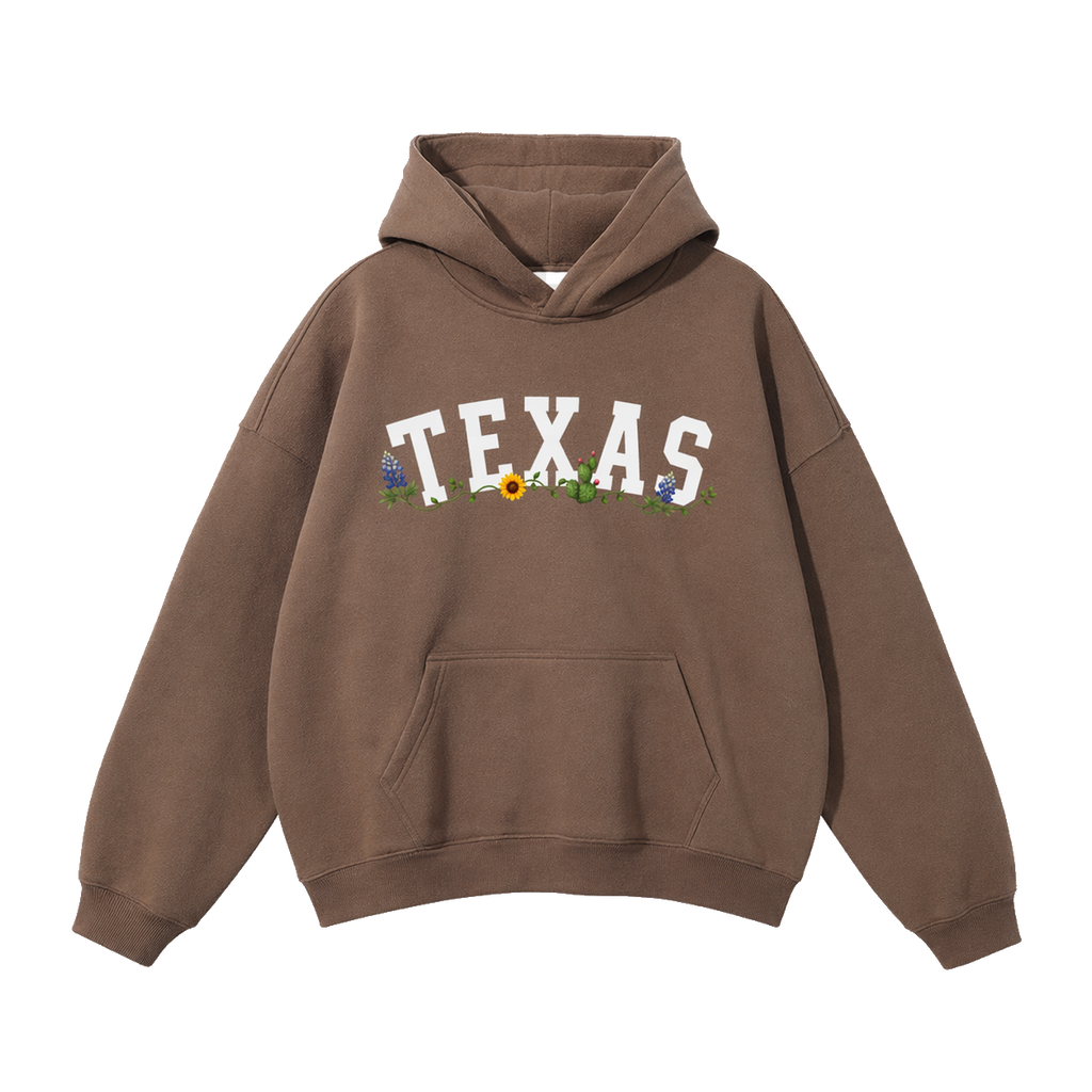 Collection 10 Texas Oversize Fleeced Hoodie - Brown front