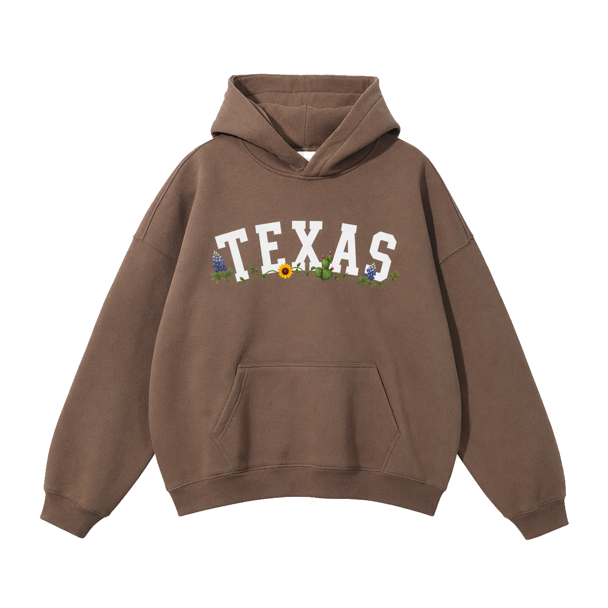 Collection 10 Texas Oversize Fleeced Hoodie - Brown front