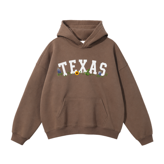 Collection 10 Texas Oversize Fleeced Hoodie - Brown front