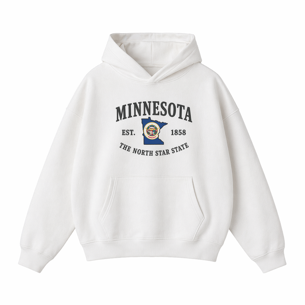 Collection 8 Minnesota Oversize Fleeced Hoodie - White front