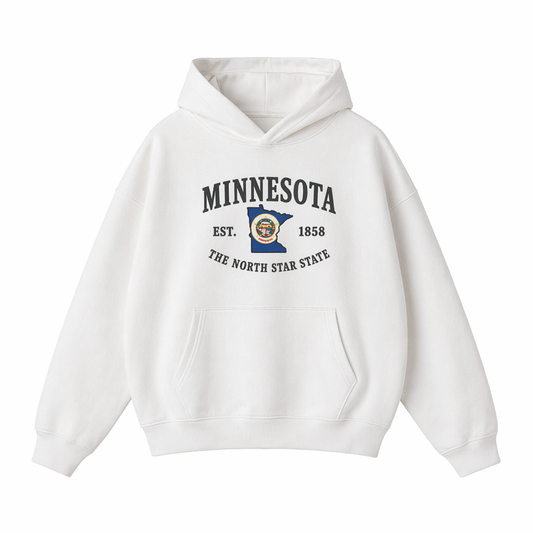 Collection 8 Minnesota Oversize Fleeced Hoodie - White front