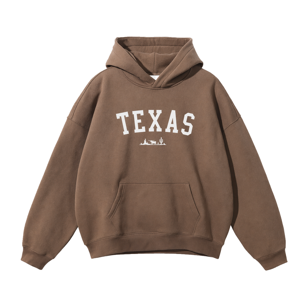 Collection 9 Texas Oversize Fleeced Hoodie - Brown front