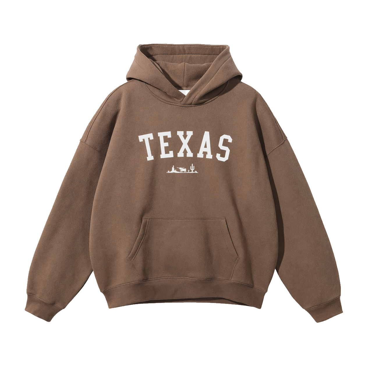 Collection 9 Texas Oversize Fleeced Hoodie - Brown front