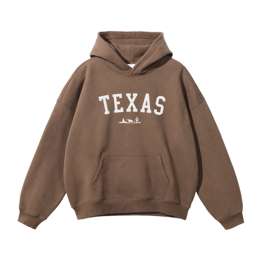 Collection 9 Texas Oversize Fleeced Hoodie - Brown front