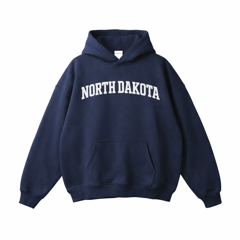 Collection 1 North Dakota Oversize Fleeced Hoodie - Navy Blue front