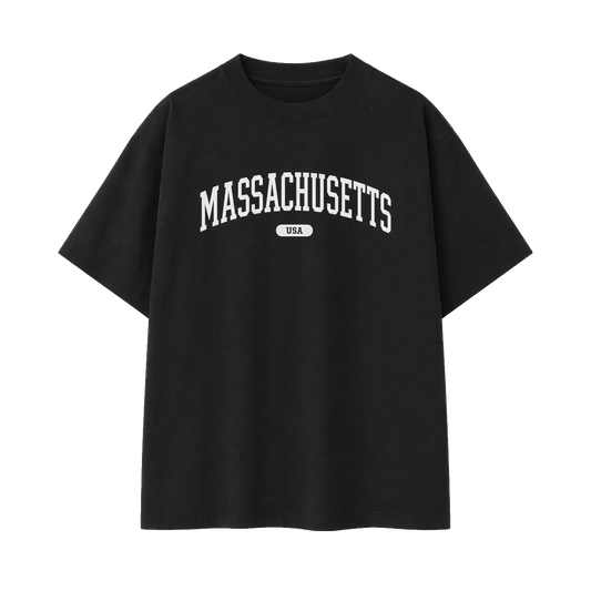 Collection 4 Massachusetts Essential Cotton T-Shirt - Black front