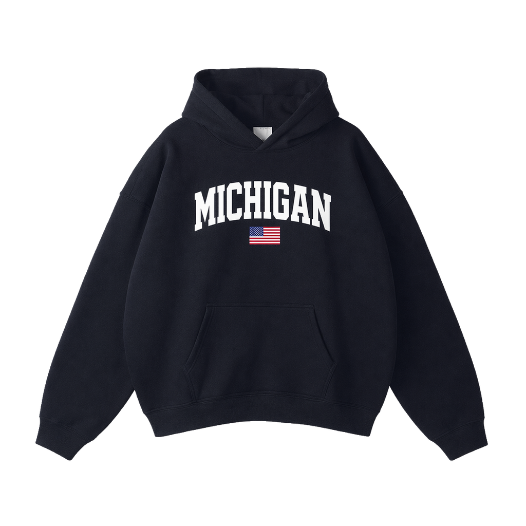 Collection 2 Michigan Oversize Fleeced Hoodie - Black front