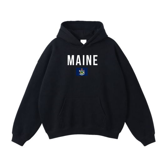 Collection 7 Maine Oversize Fleeced Hoodie - Black front