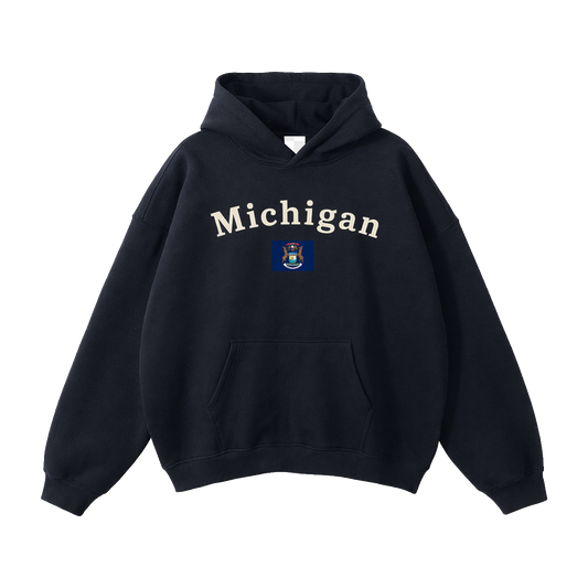 Collection 6 Michigan Oversize Fleeced Hoodie - Black front