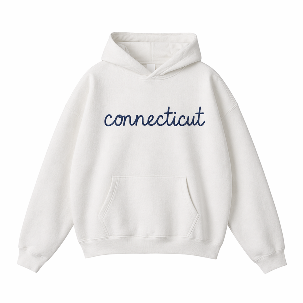 Collection 3 Connecticut Oversize Fleeced Hoodie - White front