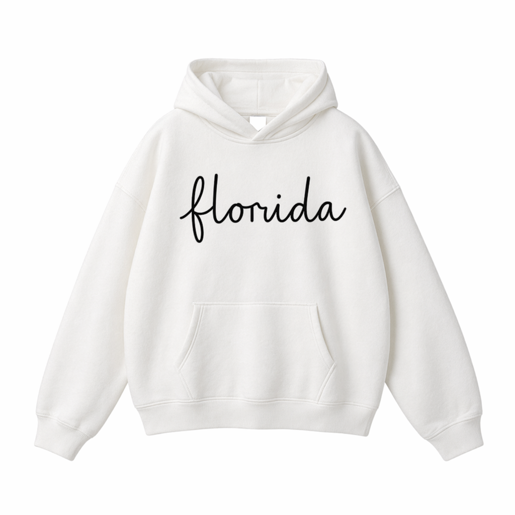 Collection 3 Florida Oversize Fleeced Hoodie - White front