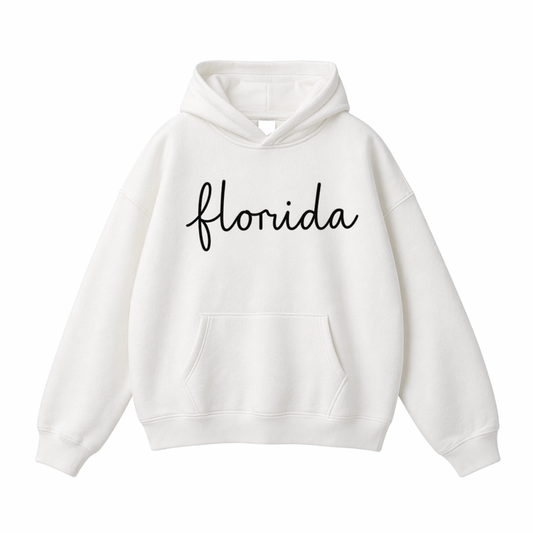 Collection 3 Florida Oversize Fleeced Hoodie - White front