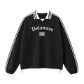 Collection 6 Delaware Contrast Striped Lapel Collar Sweatshirt - Black front