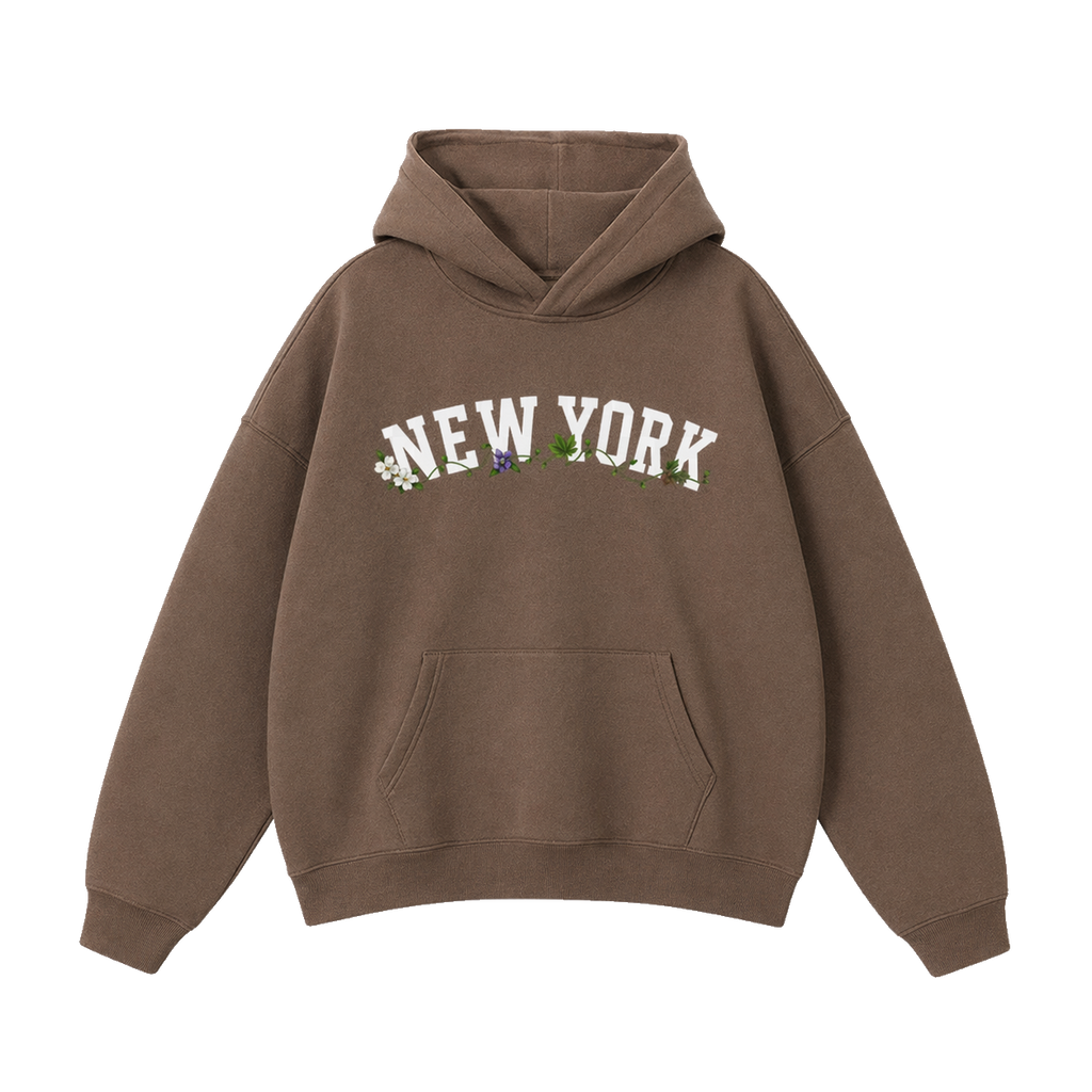 Collection 10 New York Oversize Fleeced Hoodie - Brown front