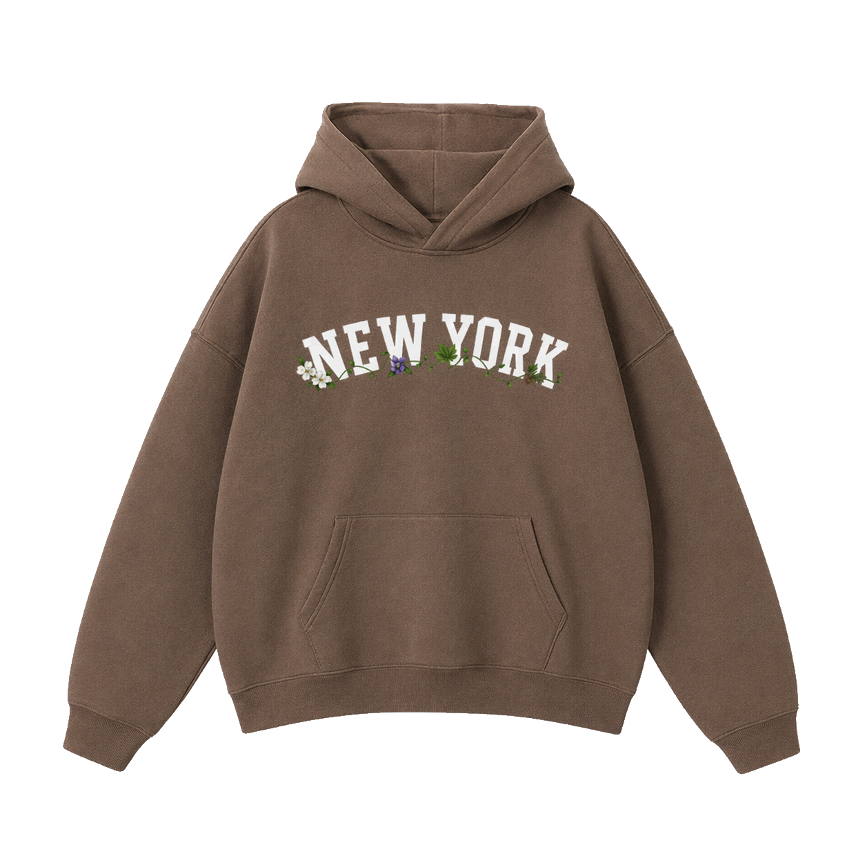 Collection 10 New York Oversize Fleeced Hoodie - Brown front