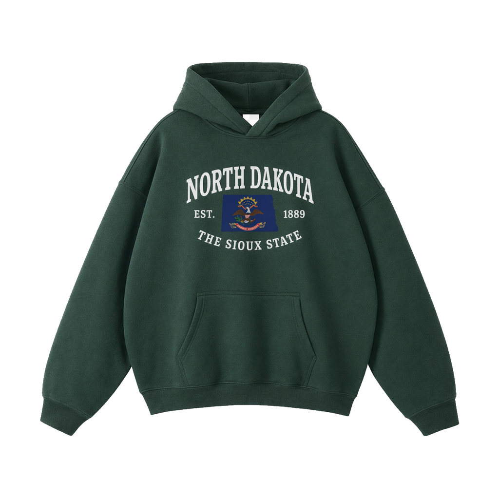 Collection 8 North Dakota Oversize Fleeced Hoodie - Eden Green front