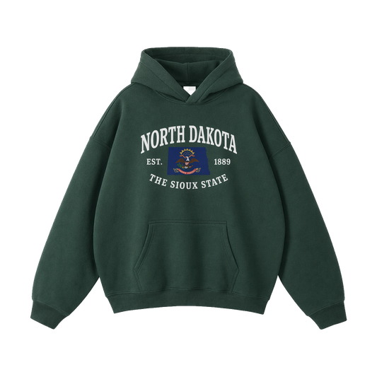 Collection 8 North Dakota Oversize Fleeced Hoodie - Eden Green front