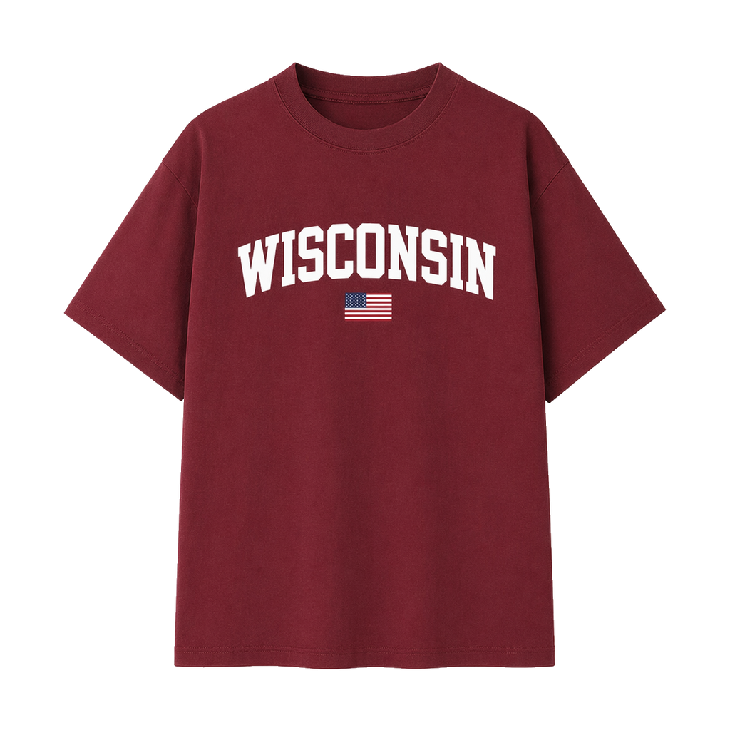Collection 2 Wisconsin Essential Cotton T-Shirt - Wine Gray front