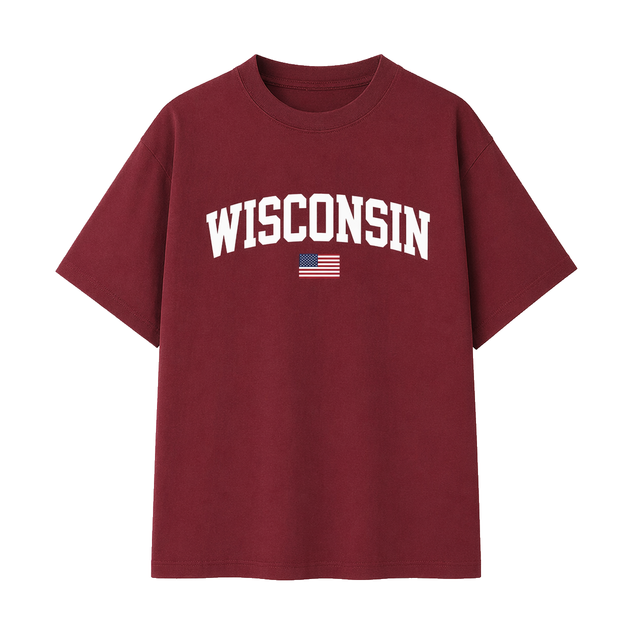 Collection 2 Wisconsin Essential Cotton T-Shirt - Wine Gray front