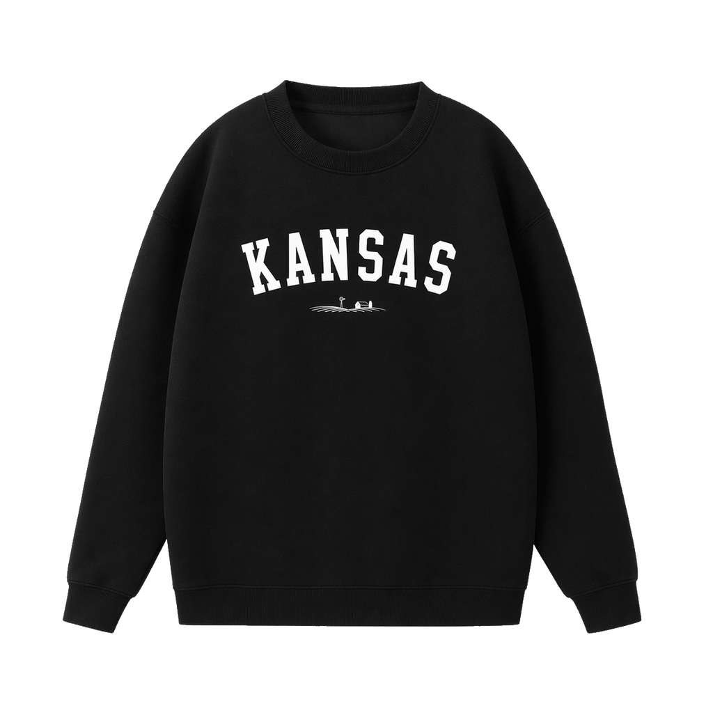 Collection 9 Kansas Essential Heavyweight Crewneck Sweatshirt - Black front