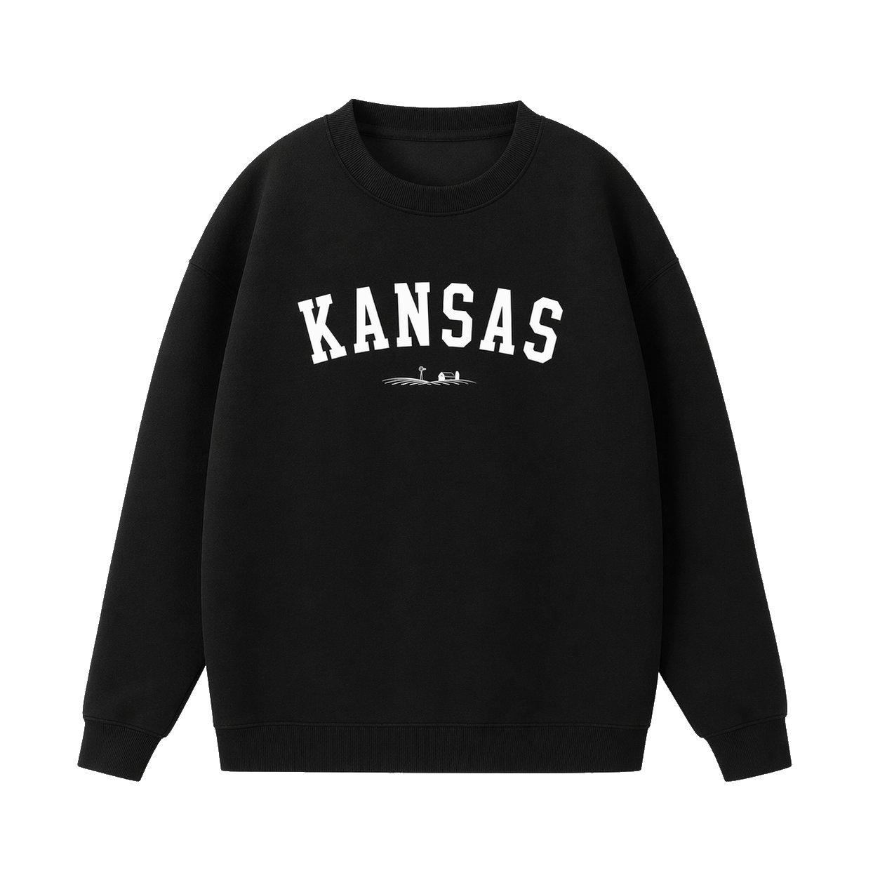 Collection 9 Kansas Essential Heavyweight Crewneck Sweatshirt - Black front