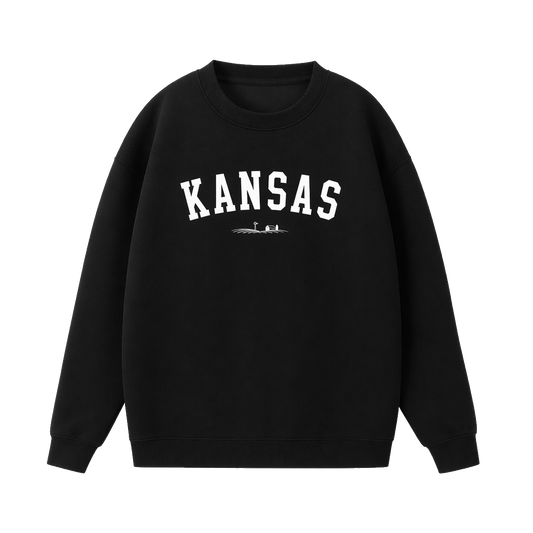Collection 9 Kansas Essential Heavyweight Crewneck Sweatshirt - Black front