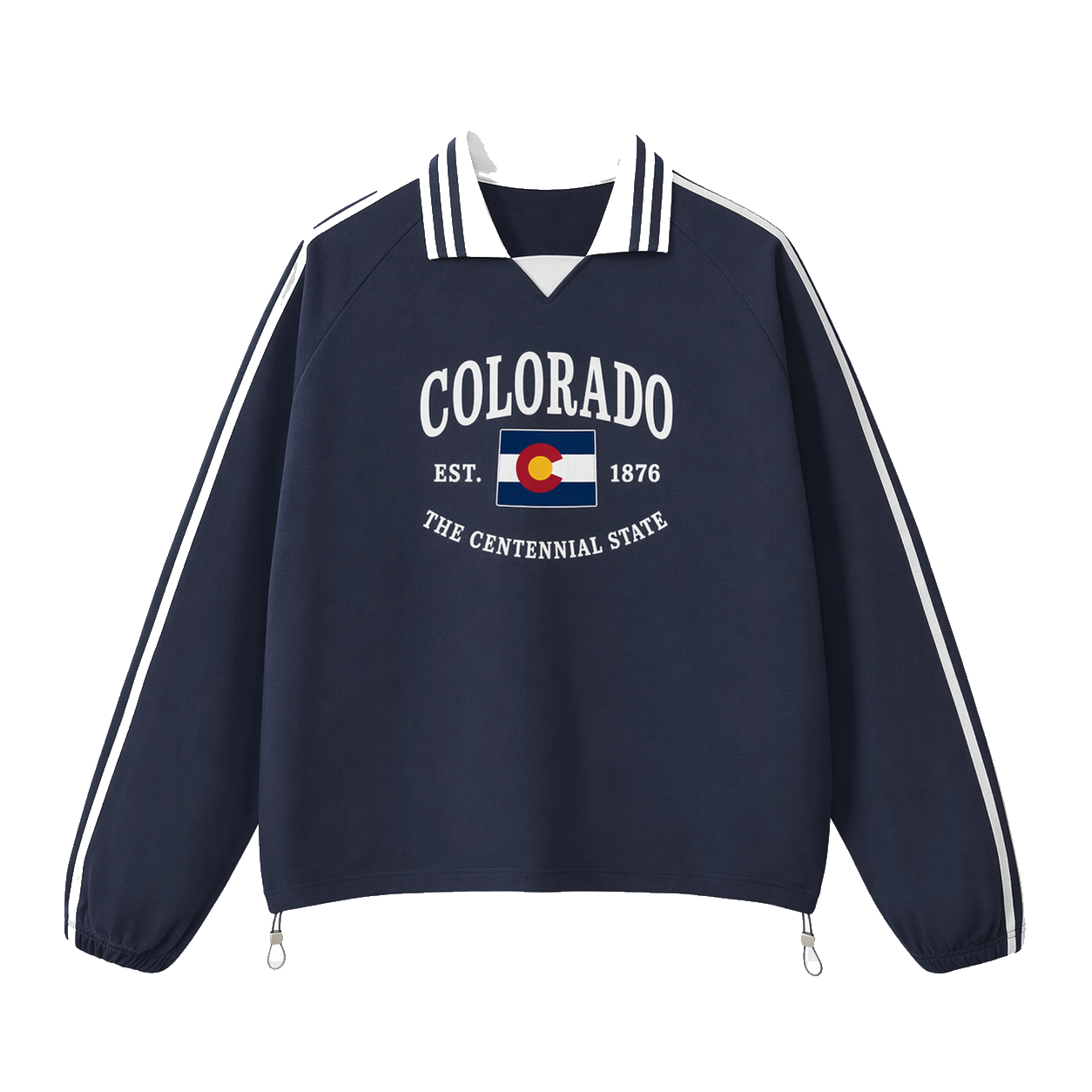 Collection 8 Colorado Contrast Striped Lapel Collar Sweatshirt - Royal Blue front