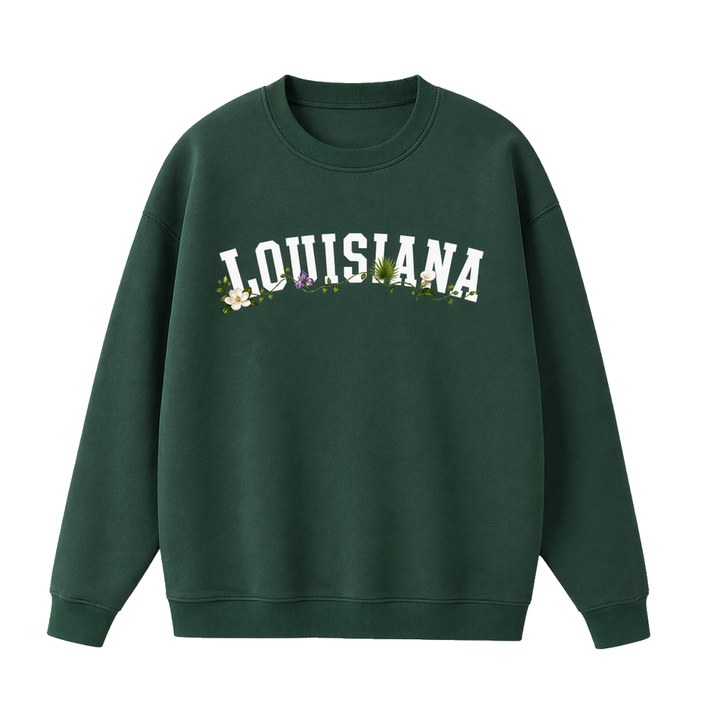 Collection 10 Louisiana Essential Heavyweight Crewneck Sweatshirt - Dark Green front