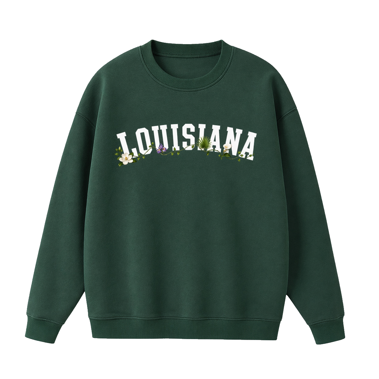 Collection 10 Louisiana Essential Heavyweight Crewneck Sweatshirt - Dark Green front