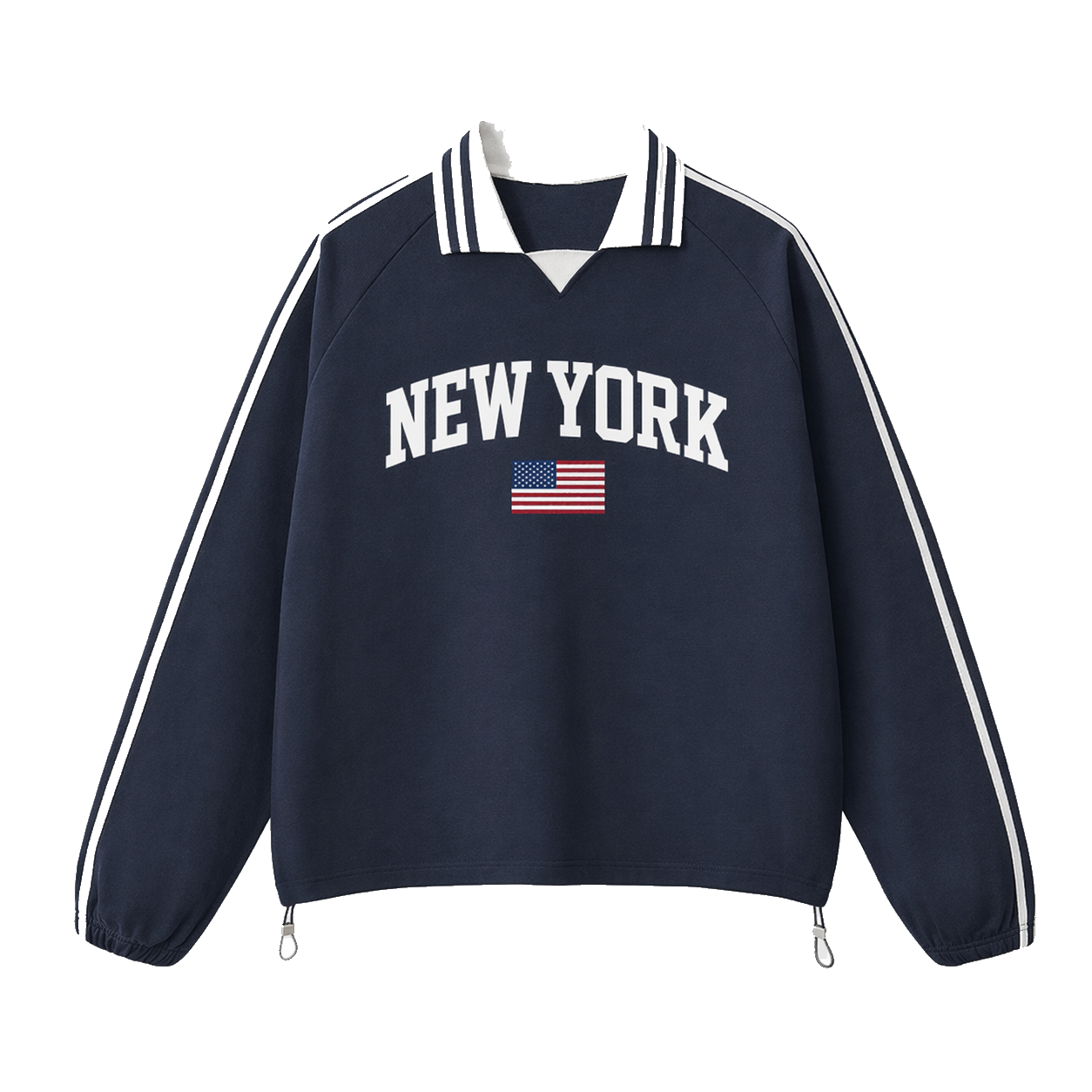 Collection 2 New York Contrast Striped Lapel Collar Sweatshirt - Royal Blue front
