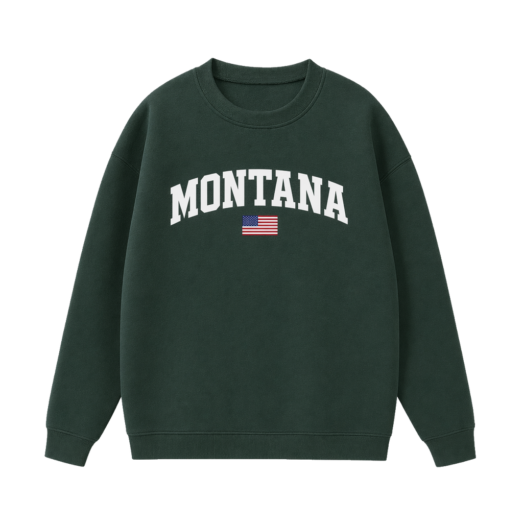 Collection 2 Montana Essential Heavyweight Crewneck Sweatshirt - Dark Green front
