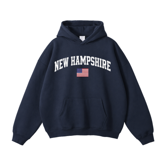 Collection 2 New Hampshire Oversize Fleeced Hoodie - Navy Blue front