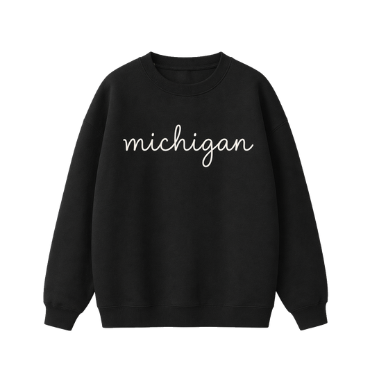 Collection 3 Michigan Essential Heavyweight Crewneck Sweatshirt - Black front