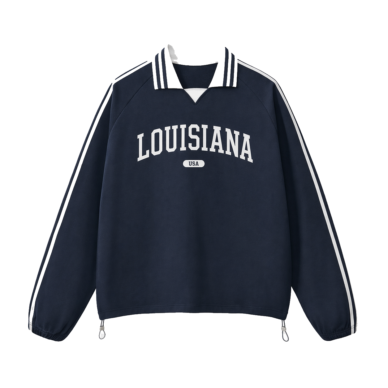 Collection 4 Louisiana Contrast Striped Lapel Collar Sweatshirt - Royal Blue front