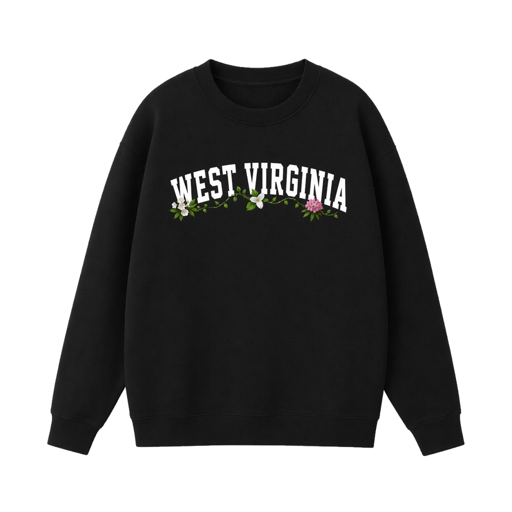 Collection 10 West Virginia Essential Heavyweight Crewneck Sweatshirt - Black front