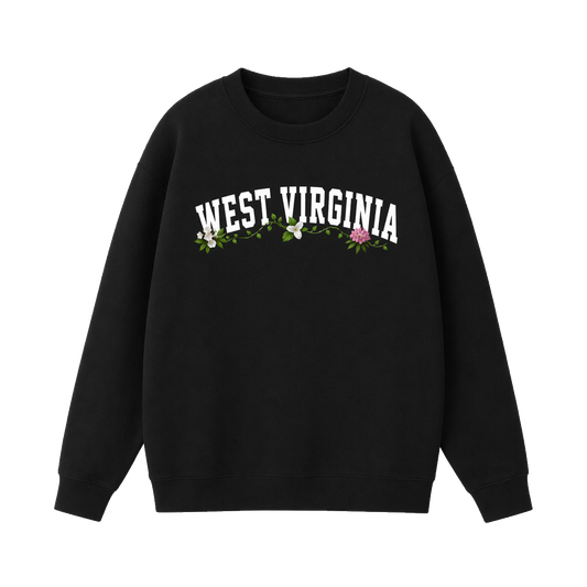 Collection 10 West Virginia Essential Heavyweight Crewneck Sweatshirt - Black front