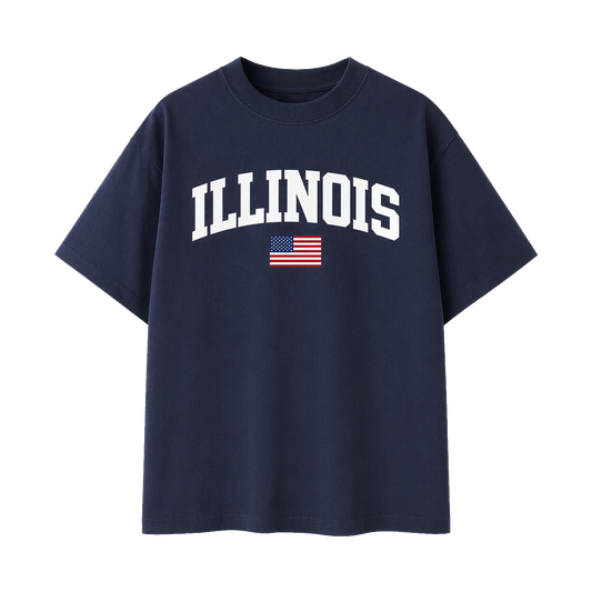 Collection 2 Illinois Essential Cotton T-Shirt - Navy Blue front