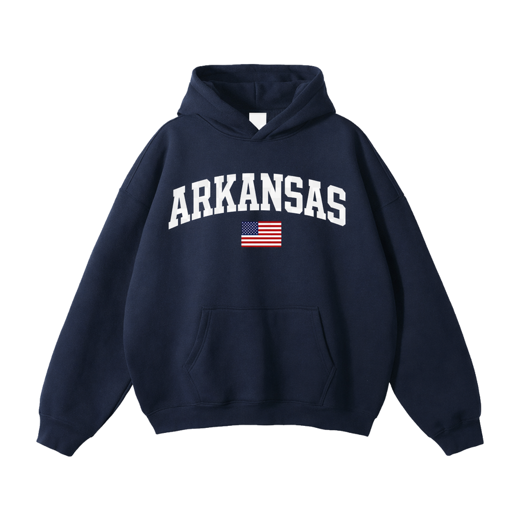 Collection 2 Arkansas Oversize Fleeced Hoodie - Navy Blue front