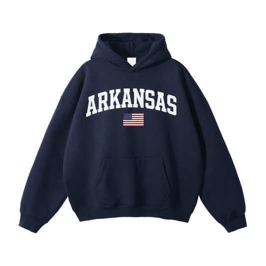 Collection 2 Arkansas Oversize Fleeced Hoodie - Navy Blue front
